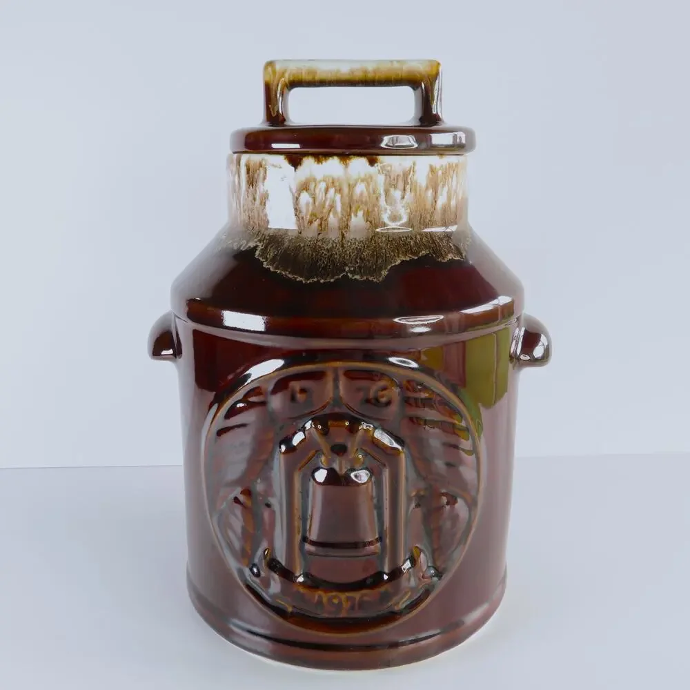 Vintage McCoy 1976 Liberty Bell Bicentennial Cookie Jar Brown Drip Pottery USA
